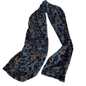 HOLIDAY Velvet burnout devore black multi color flowers scarf